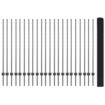 Fence with Post Grey 1.4 x 50 m Steel and PVC