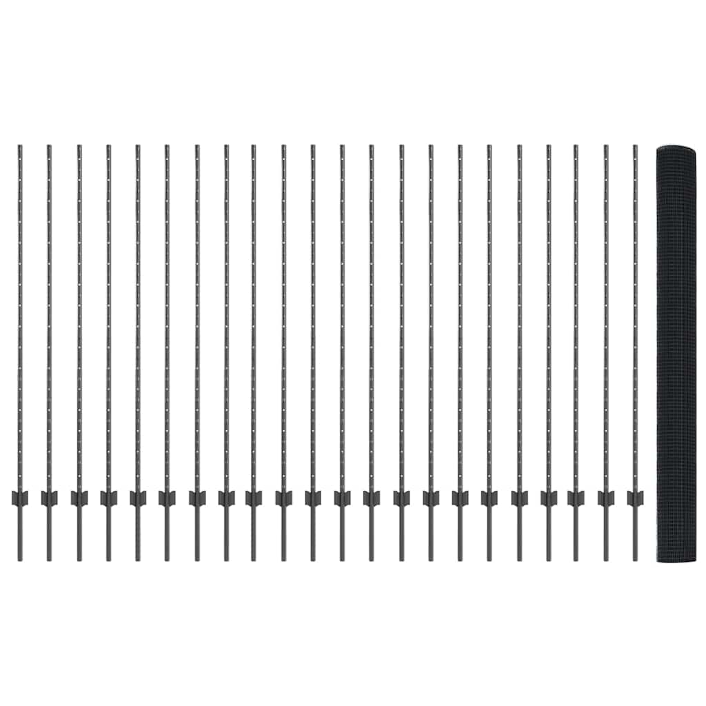 Welded Wire Fence with Post 50 x 1.5 m (W x H) PVC-Coated Steel