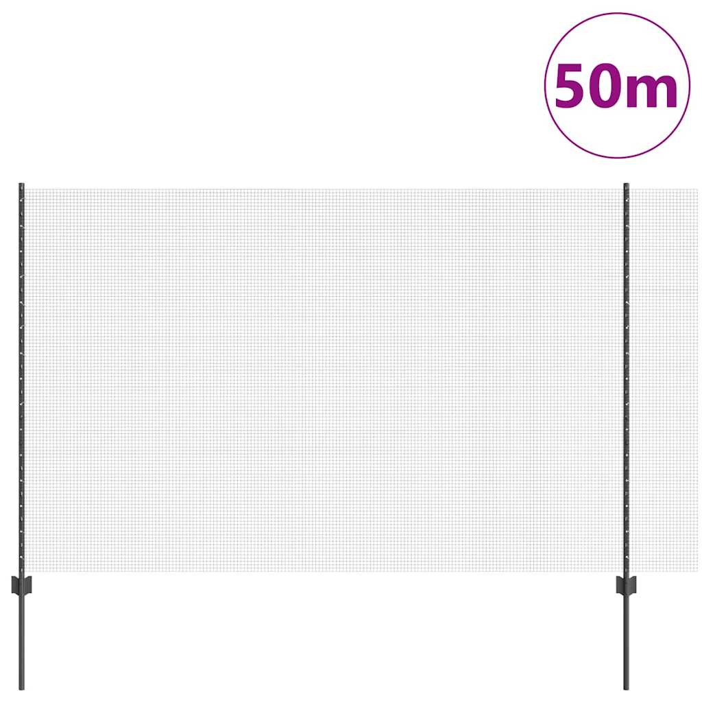 Welded Wire Fence with Post 50 x 1.5 m (W x H) PVC-Coated Steel