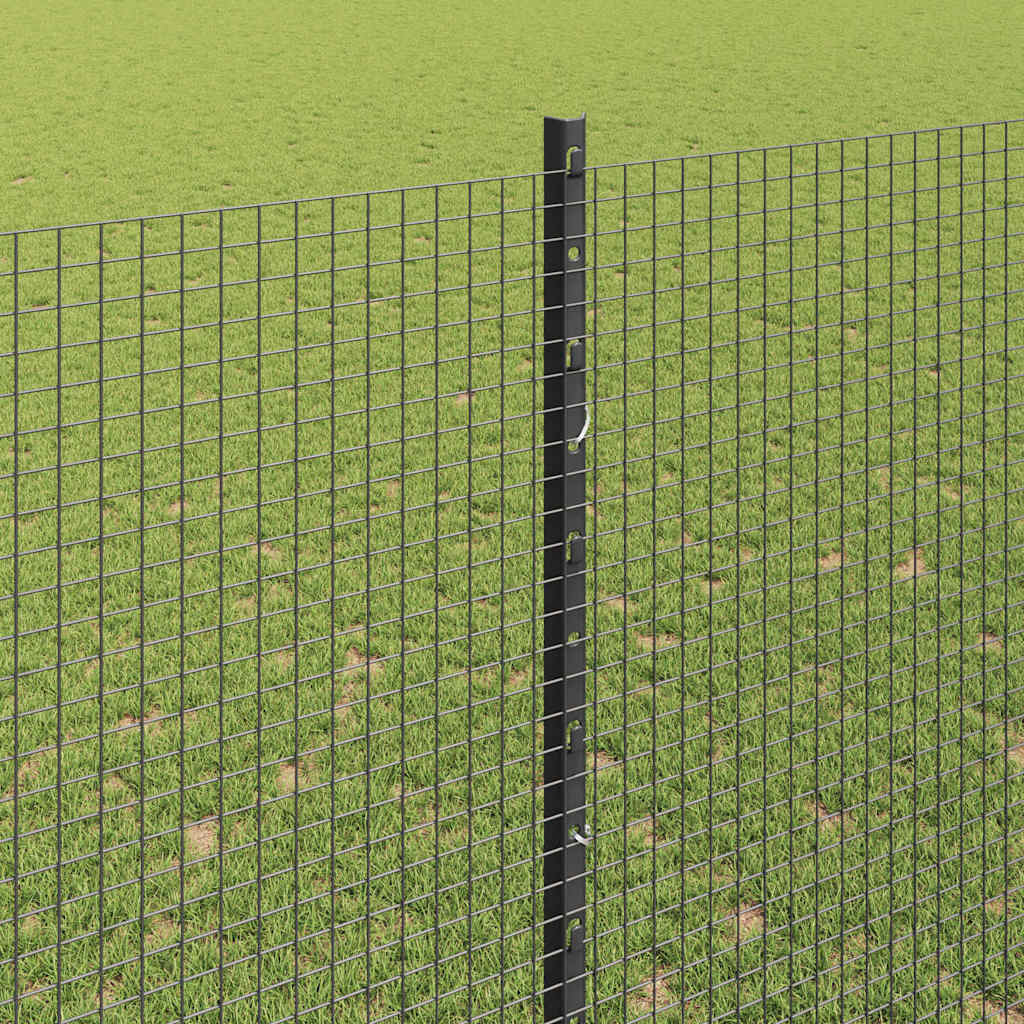 Fence with Post Grey 1.5 x 50 m Steel and PVC