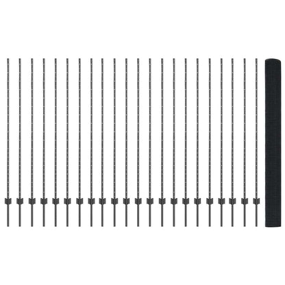 Fence with Post Grey 1.5 x 50 m Steel and PVC