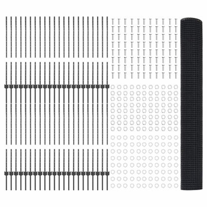 Welded Wire Fence with Post 100 x 1 m (W x H) PVC-Coated Steel