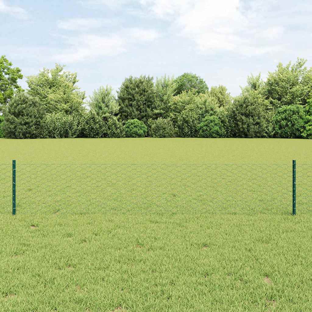 Welded Wire Fence 10 x 0.4 m (W x H) PVC-Coated Steel Green