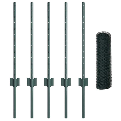 Welded Wire Fence 10 x 0.5 m (W x H) PVC-Coated Steel Green