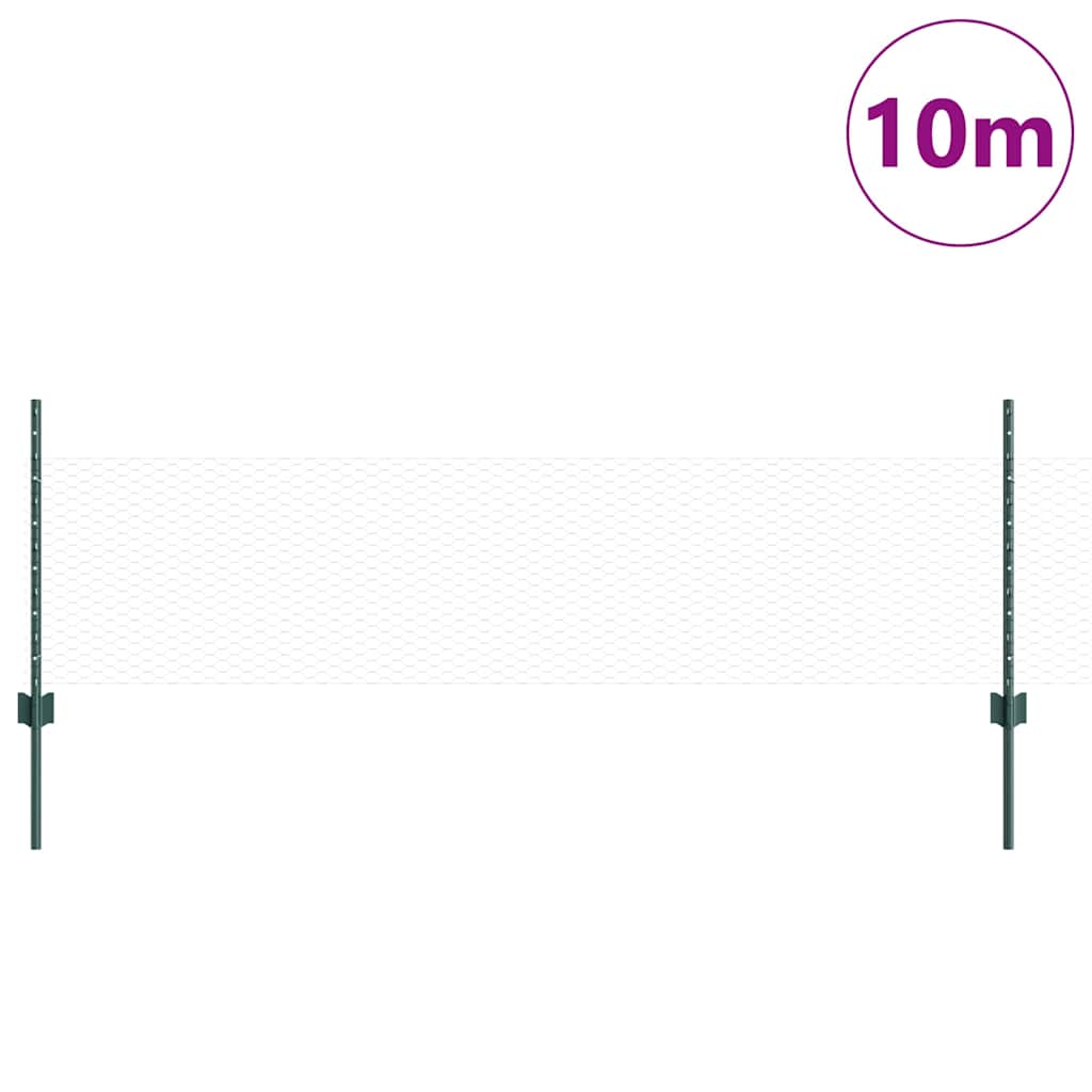 Welded Wire Fence 10 x 0.5 m (W x H) PVC-Coated Steel Green
