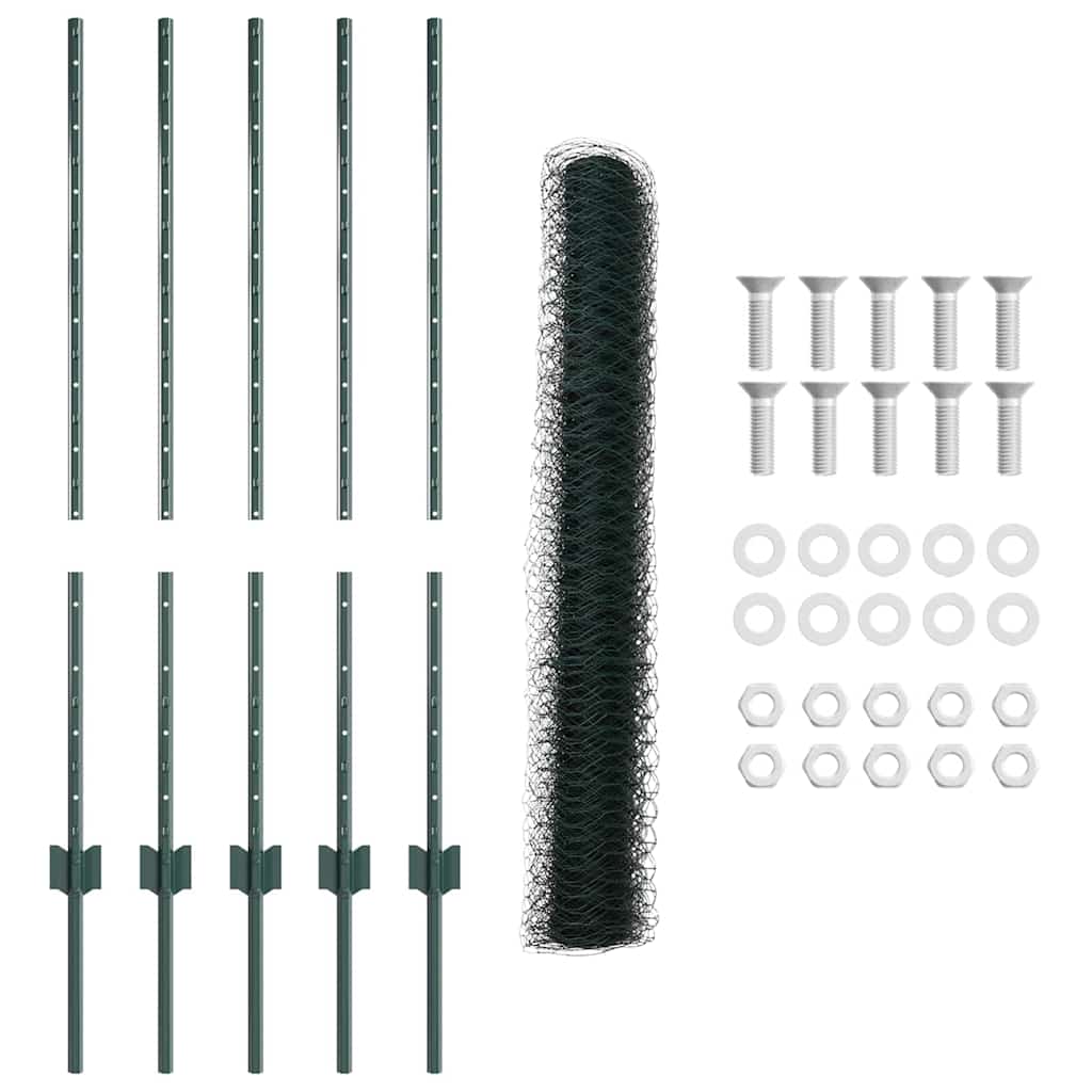Welded Wire Fence 10 x 1 m (W x H) PVC-Coated Steel Green Mesh