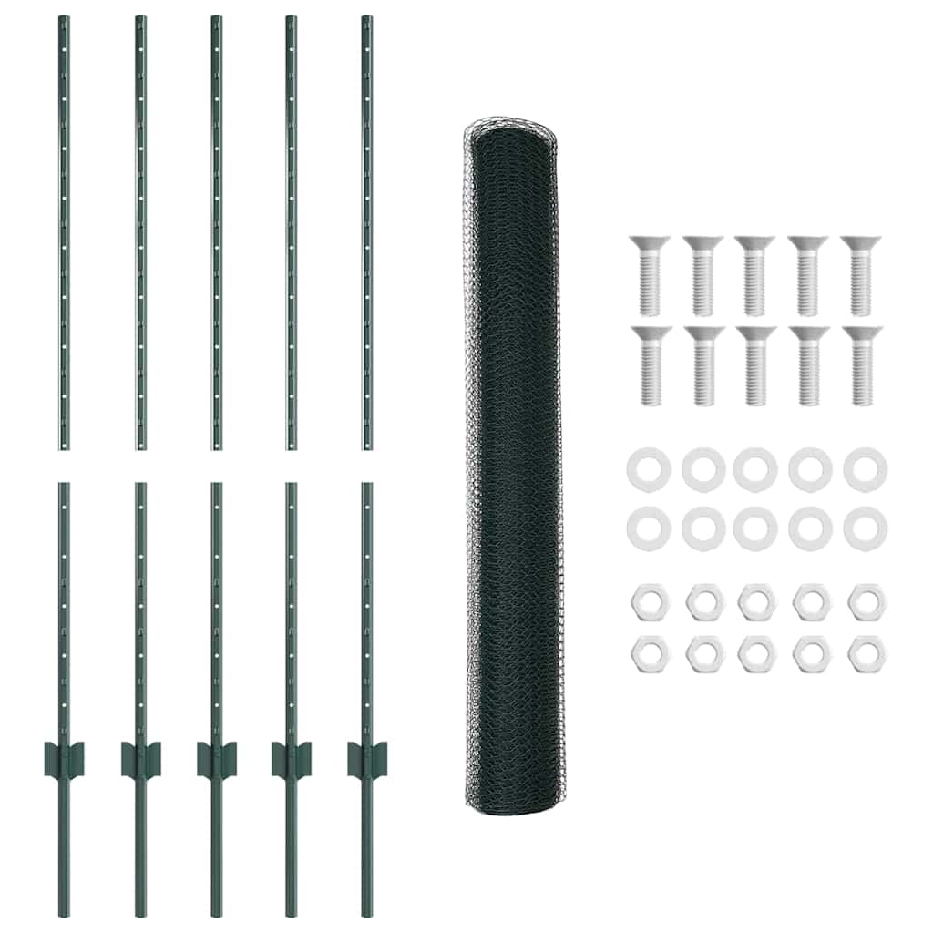 Welded Wire Fence 10 x 1.2 m (W x H) PVC-Coated Steel Green