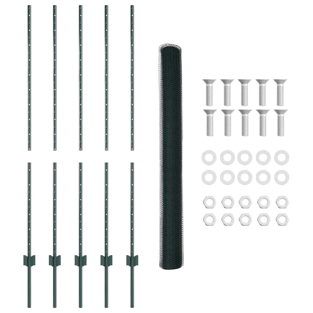Welded Wire Fence 10 x 1.4 m (W x H) PVC-Coated Steel Green