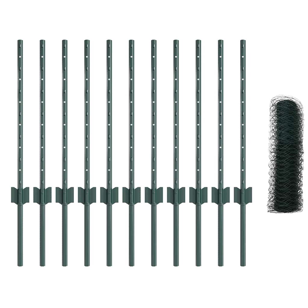 Welded Wire Fence 25 x 0.6 m (W x H) PVC-Coated Steel Green