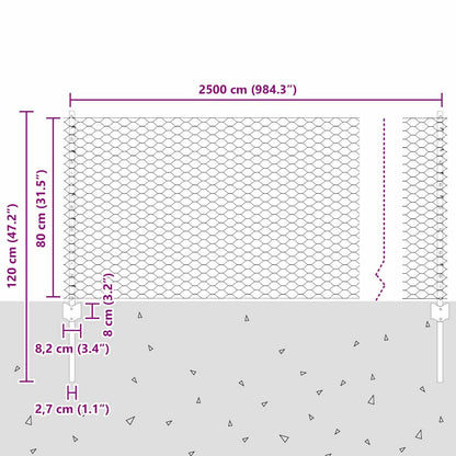 Welded Wire Fence 25 x 0.8 m (W x H) PVC-Coated Steel Green