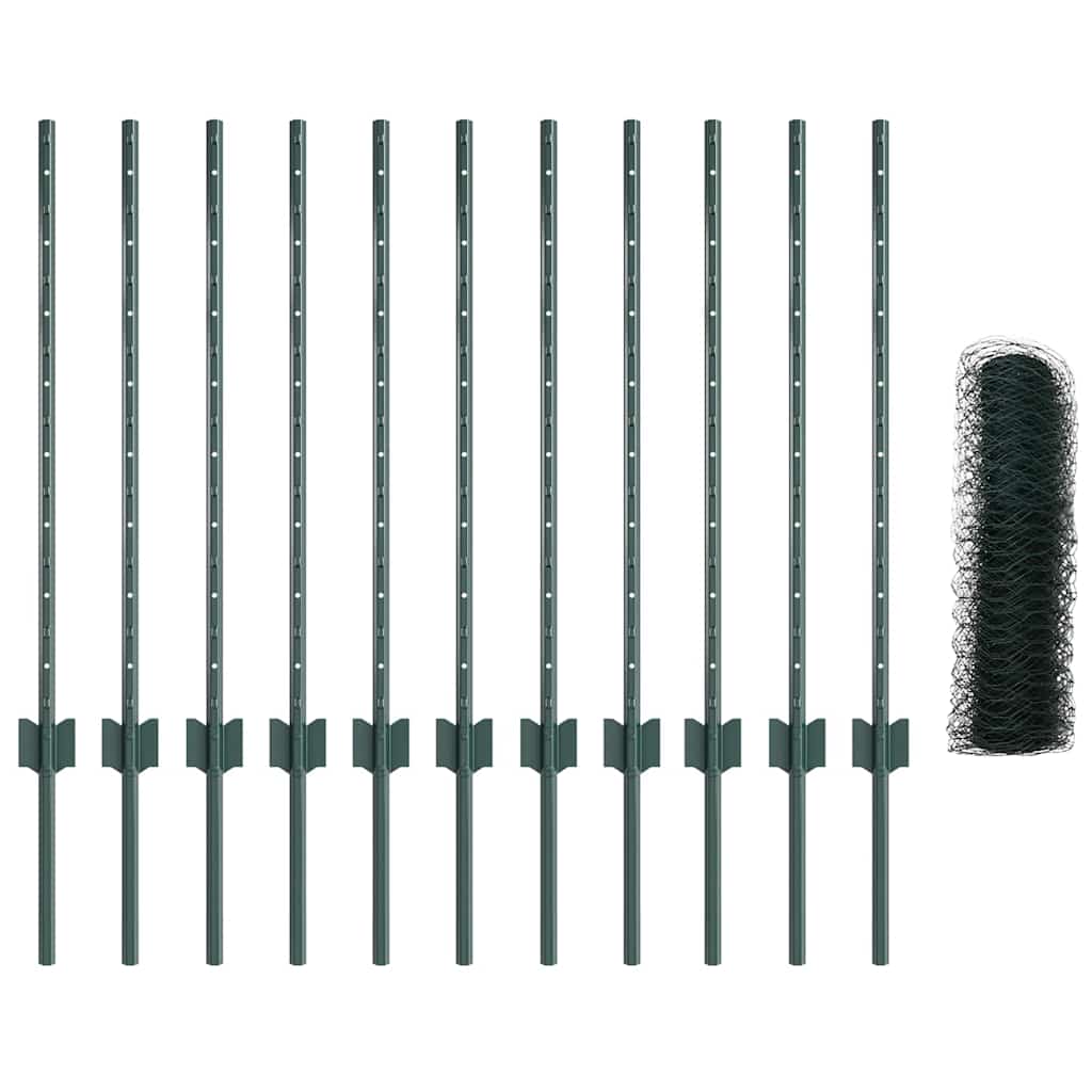 Welded Wire Fence 25 x 0.8 m (W x H) PVC-Coated Steel Green