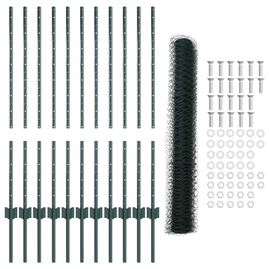 Welded Wire Fence 25 x 1 m (W x H) PVC-Coated Steel Green Mesh