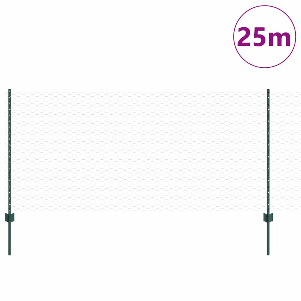 Welded Wire Fence 25 x 1 m (W x H) PVC-Coated Steel Green Mesh