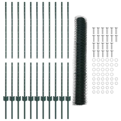 Welded Wire Fence 25 x 1.2 m (W x H) PVC-Coated Steel Green
