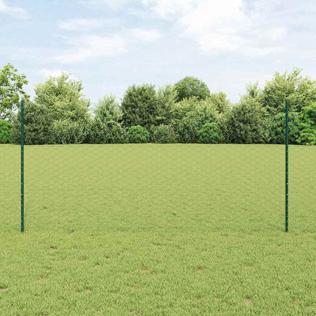 Fence with Post Green 1.2 x 25 m Steel
