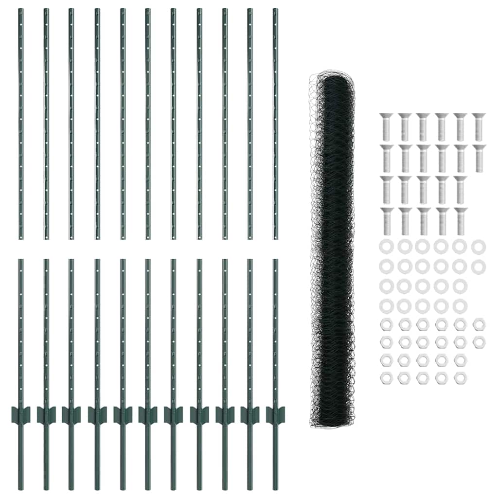 Welded Wire Fence 25 x 1.4 m (W x H) PVC-Coated Steel Green