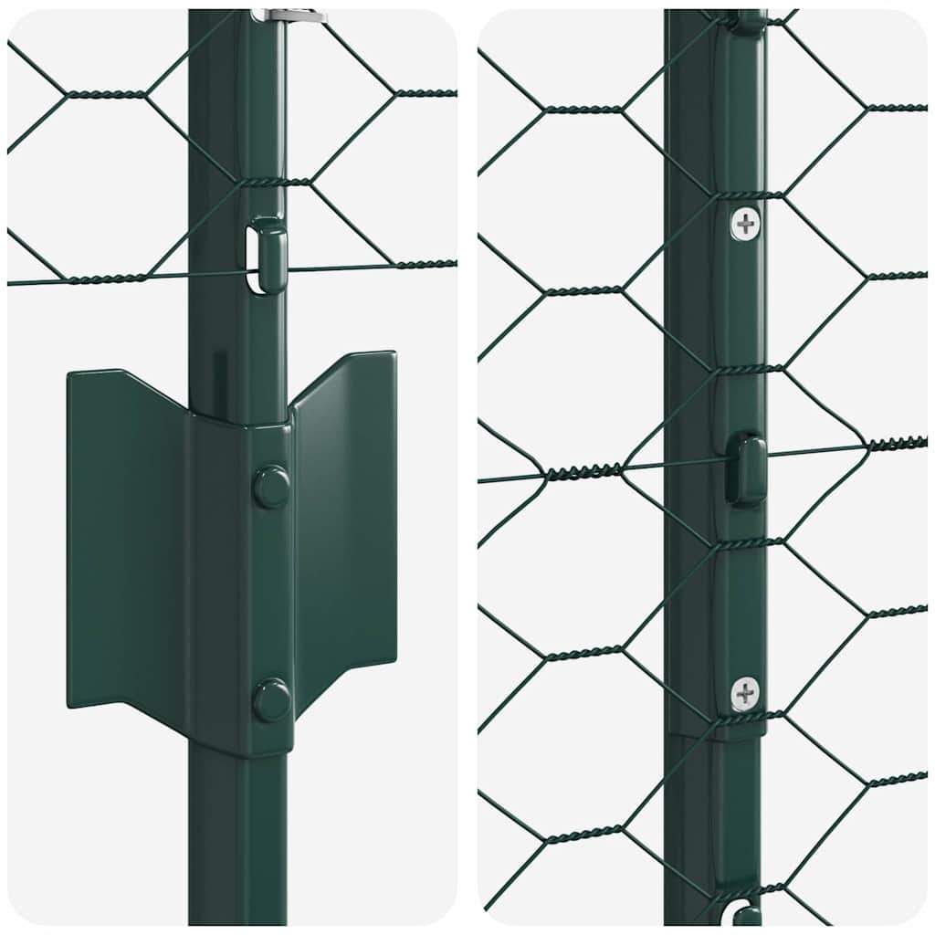 Fence with Post Green 1.5 x 25 m Steel