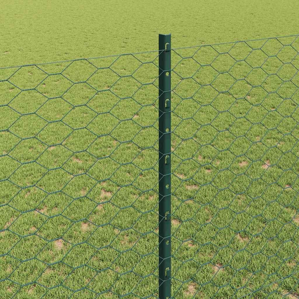 Fence with Post Green 1.5 x 25 m Steel