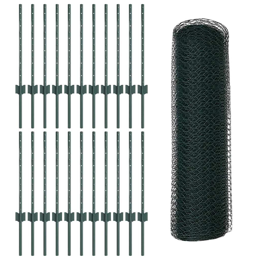 Welded Wire Fence 50 x 0.5 m (W x H) PVC-Coated Steel Green