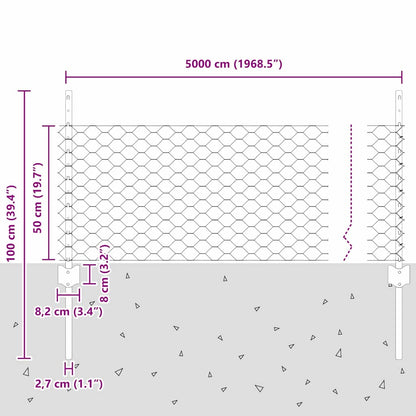 Welded Wire Fence 50 x 0.5 m (W x H) PVC-Coated Steel Green