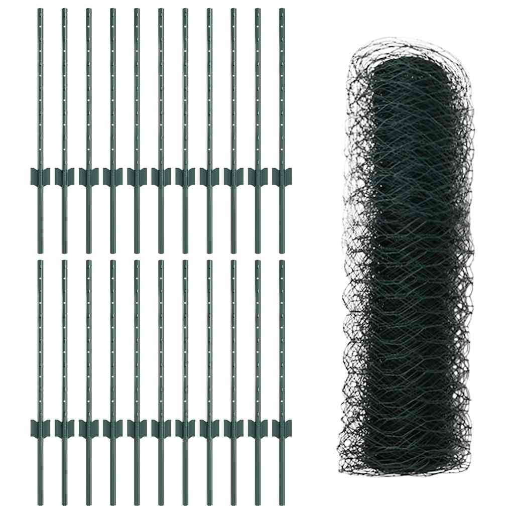 Welded Wire Fence 50 x 0.6 m (W x H) PVC-Coated Steel Green