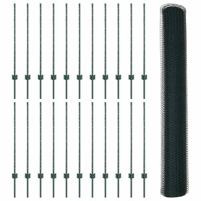 Welded Wire Fence 50 x 1 m (W x H) PVC-Coated Steel Green Mesh