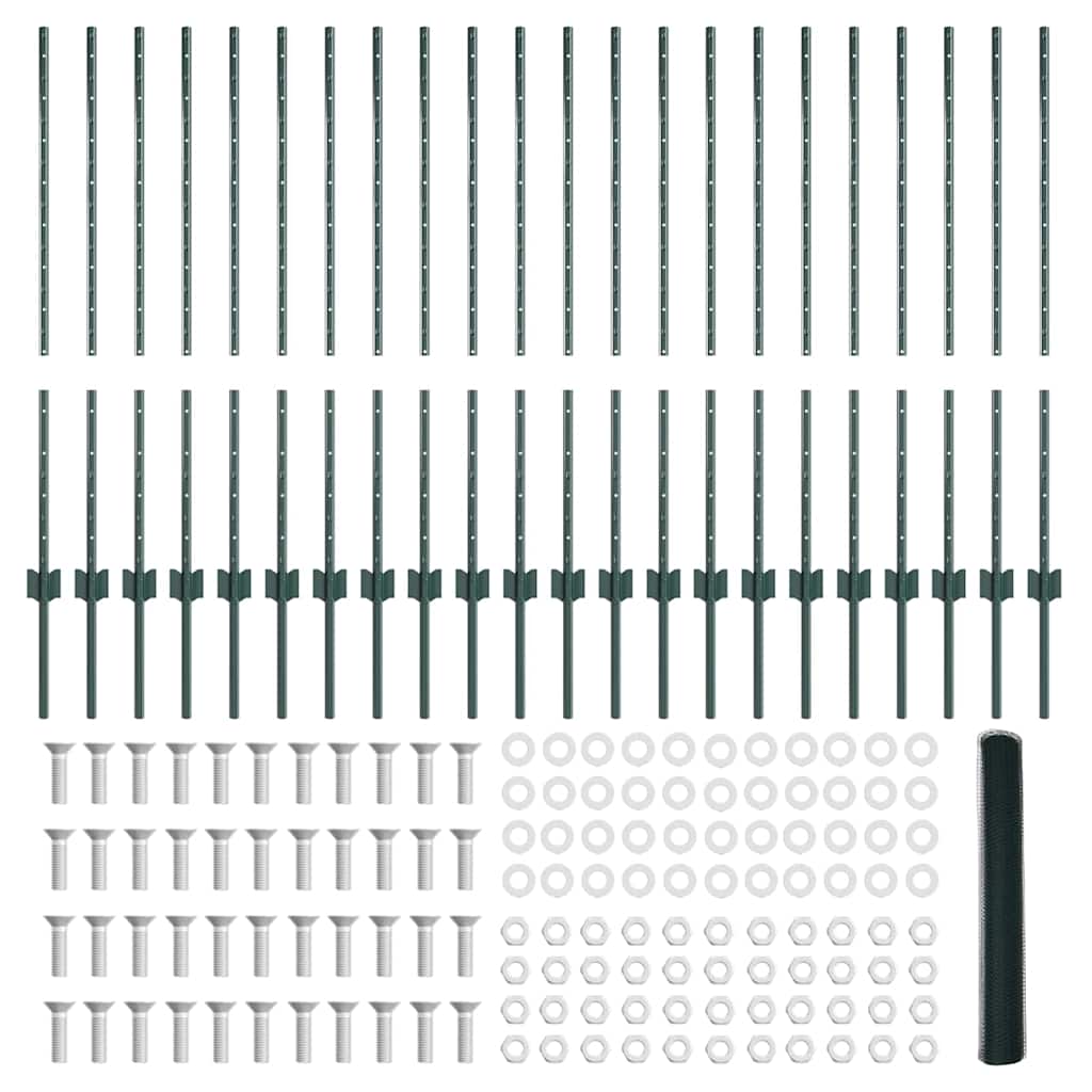 Welded Wire Fence 50 x 1 m (W x H) PVC-Coated Steel Green Mesh