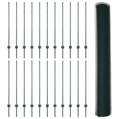 Welded Wire Fence 50 x 1.2 m (W x H) PVC-Coated Steel Green