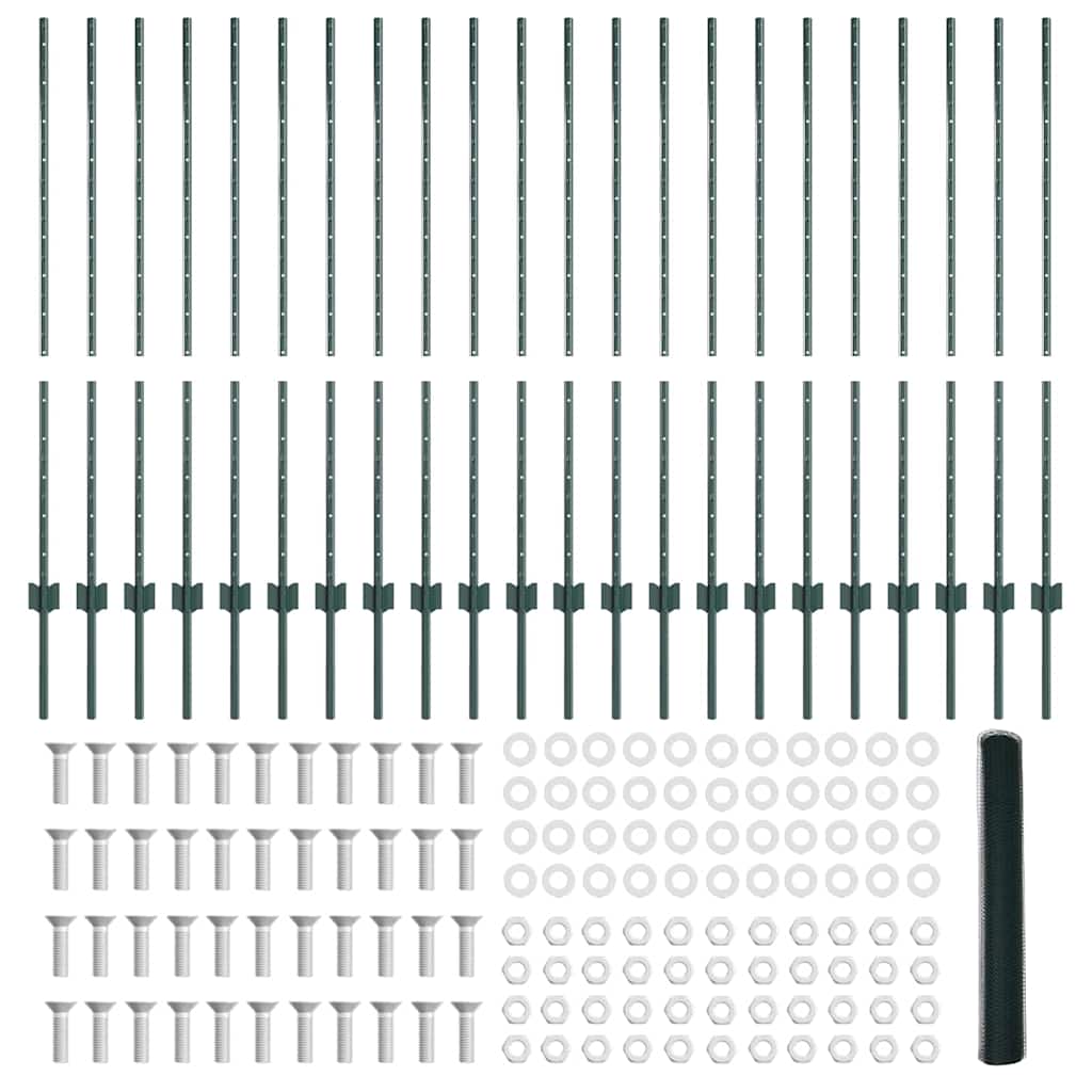 Welded Wire Fence 50 x 1.2 m (W x H) PVC-Coated Steel Green