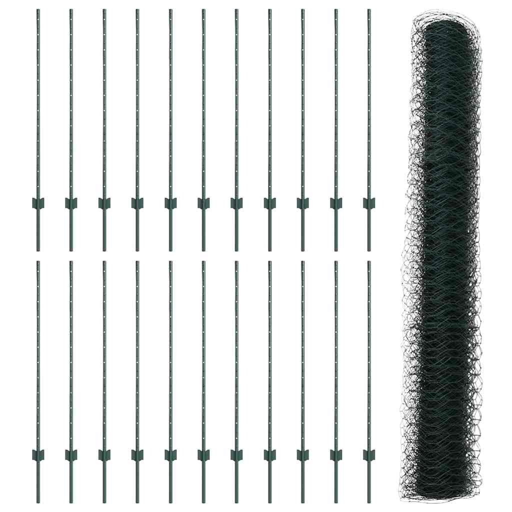 Welded Wire Fence 50 x 1.2 m (W x H) PVC-Coated Steel Green
