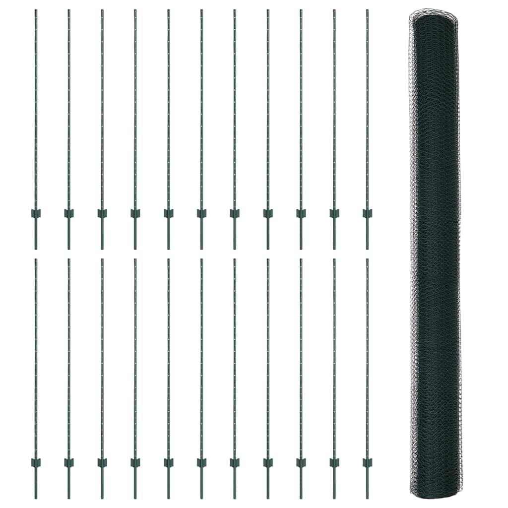 Welded Wire Fence 50 x 1.6 m (W x H) PVC-Coated Steel Green