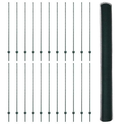 Welded Wire Fence 50 x 1.6 m (W x H) PVC-Coated Steel Green
