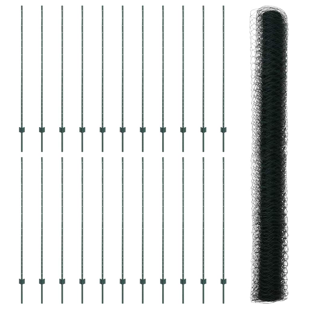 Welded Wire Fence 50 x 1.6 m (W x H) PVC-Coated Steel Green