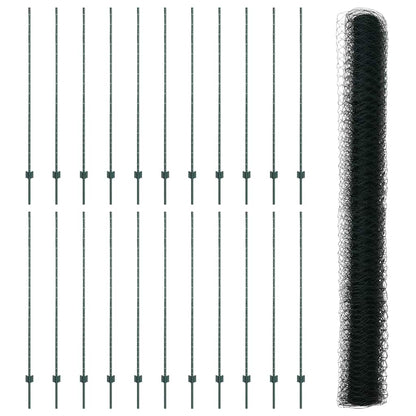Welded Wire Fence 50 x 1.6 m (W x H) PVC-Coated Steel Green