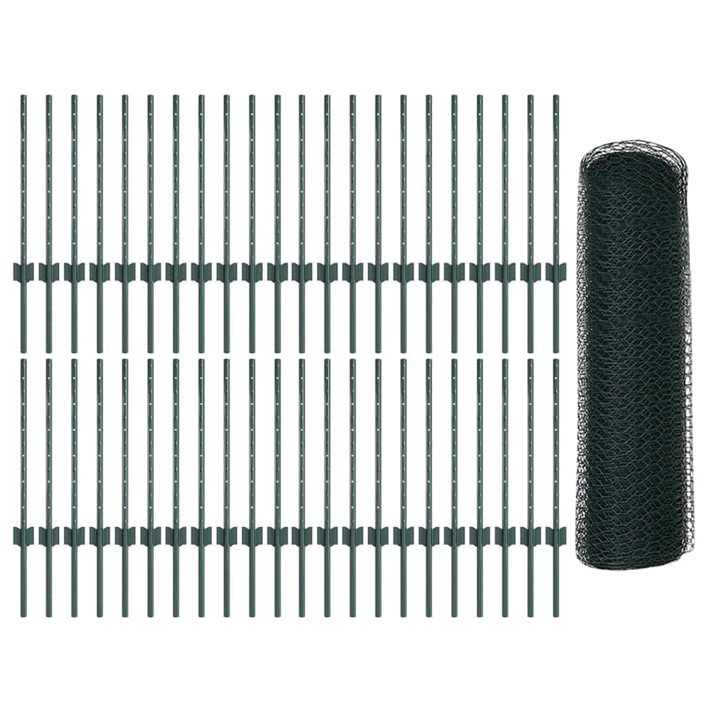 Welded Wire Fence 100 x 0.6 m (W x H) PVC-Coated Steel Green