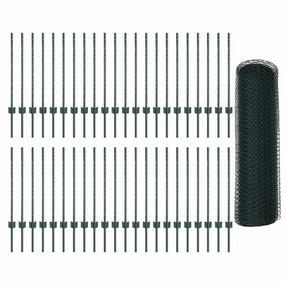 Welded Wire Fence 100 x 0.8 m (W x H) PVC-Coated Steel Green