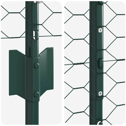Fence with Post Green 1 x 100 m Steel and PVC
