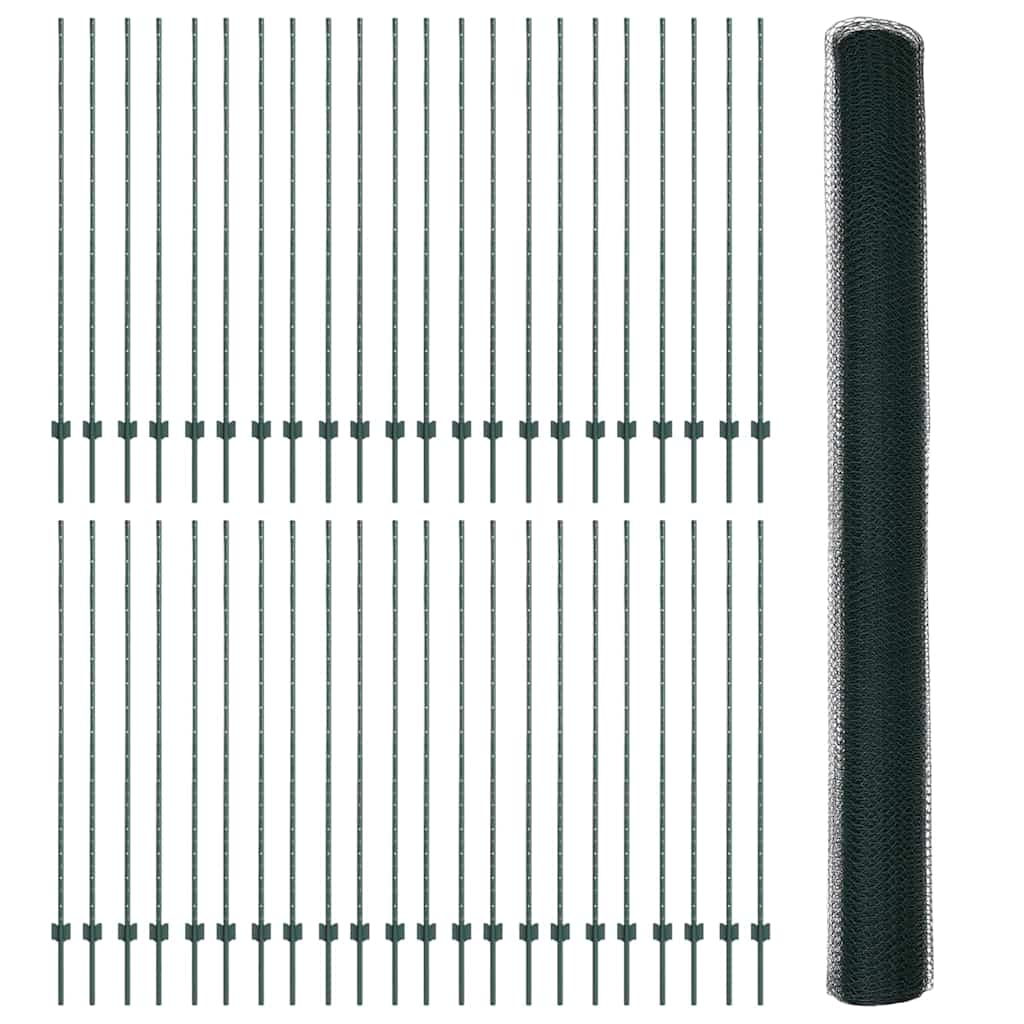 Welded Wire Fence 100 x 1.6 m (W x H) PVC-Coated Steel Green