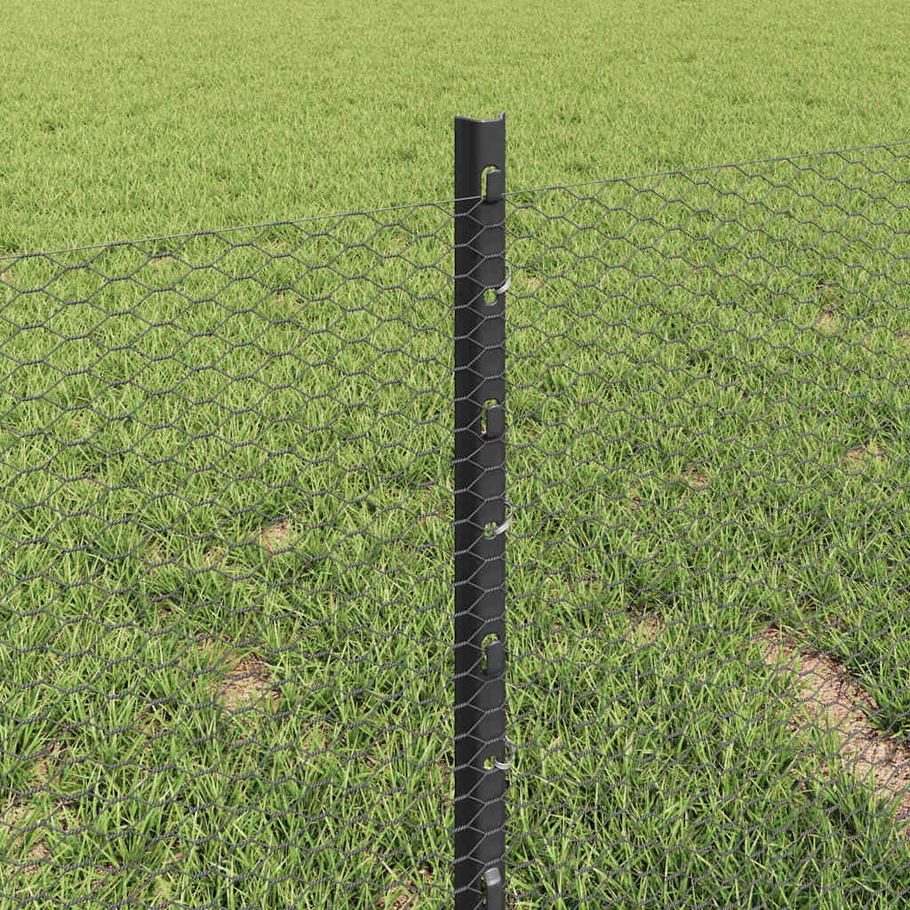 Welded Wire Fence 10 x 0.4 m (W x H) PVC-Coated Steel Grey Mesh