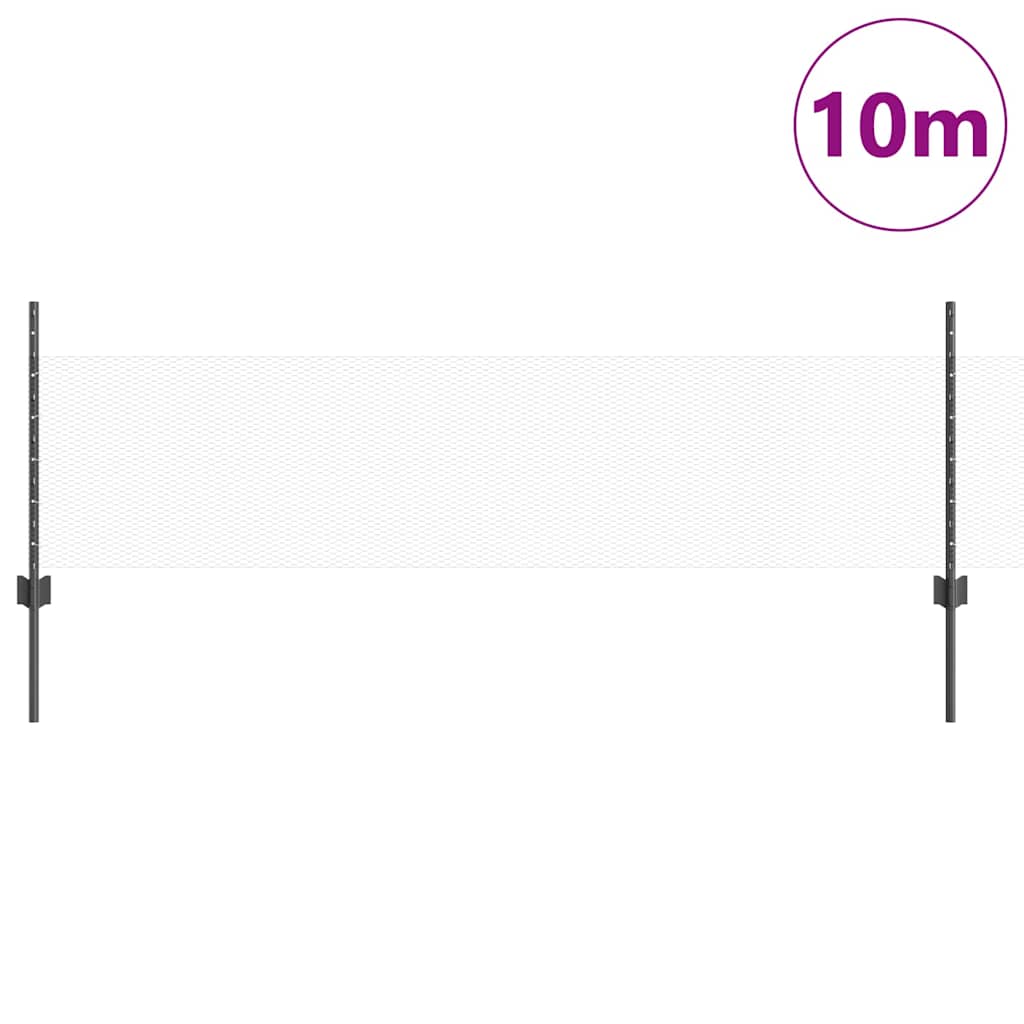 Welded Wire Fence 10 x 0.5 m (W x H) PVC-Coated Steel Grey Mesh