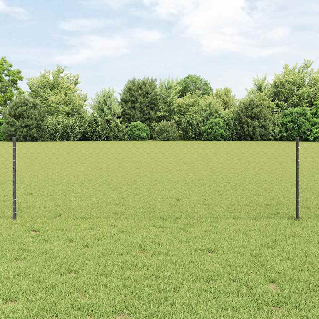 Welded Wire Fence 10 x 0.6 m (W x H) PVC-Coated Steel Grey Mesh