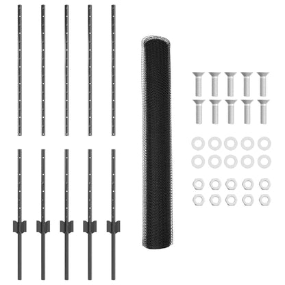 Welded Wire Fence 10 x 1 m (W x H) PVC-Coated Steel Grey Mesh