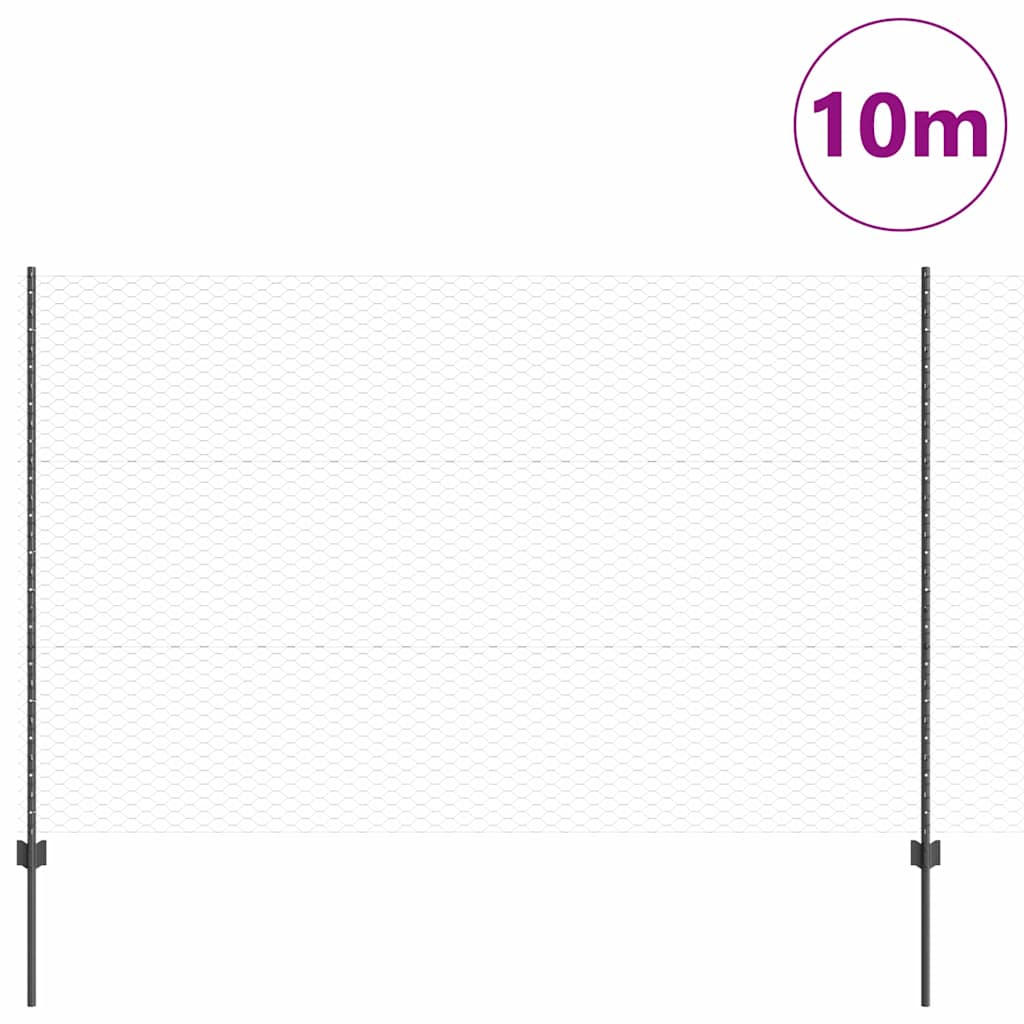 Welded Wire Fence 10 x 1.5 m (W x H) PVC-Coated Steel Grey Mesh