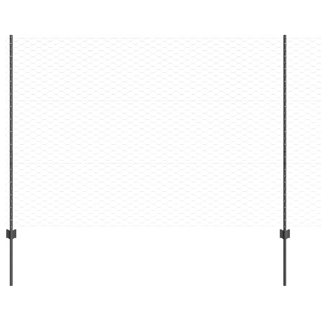 Welded Wire Fence 10 x 1.5 m (W x H) PVC-Coated Steel Grey Mesh
