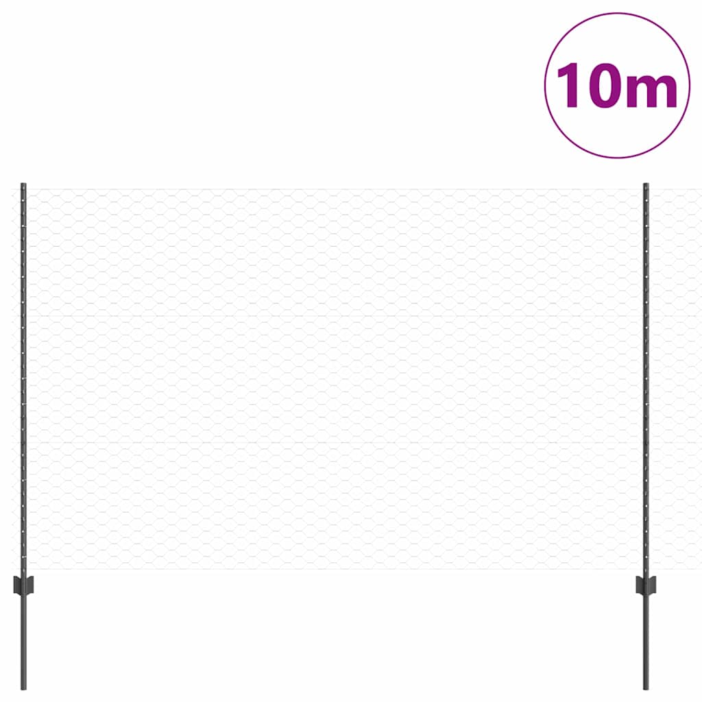 Welded Wire Fence 10 x 1.5 m (W x H) PVC-Coated Steel Grey Mesh