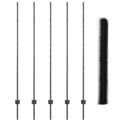 Welded Wire Fence 10 x 1.6 m (W x H) PVC-Coated Steel Grey Mesh