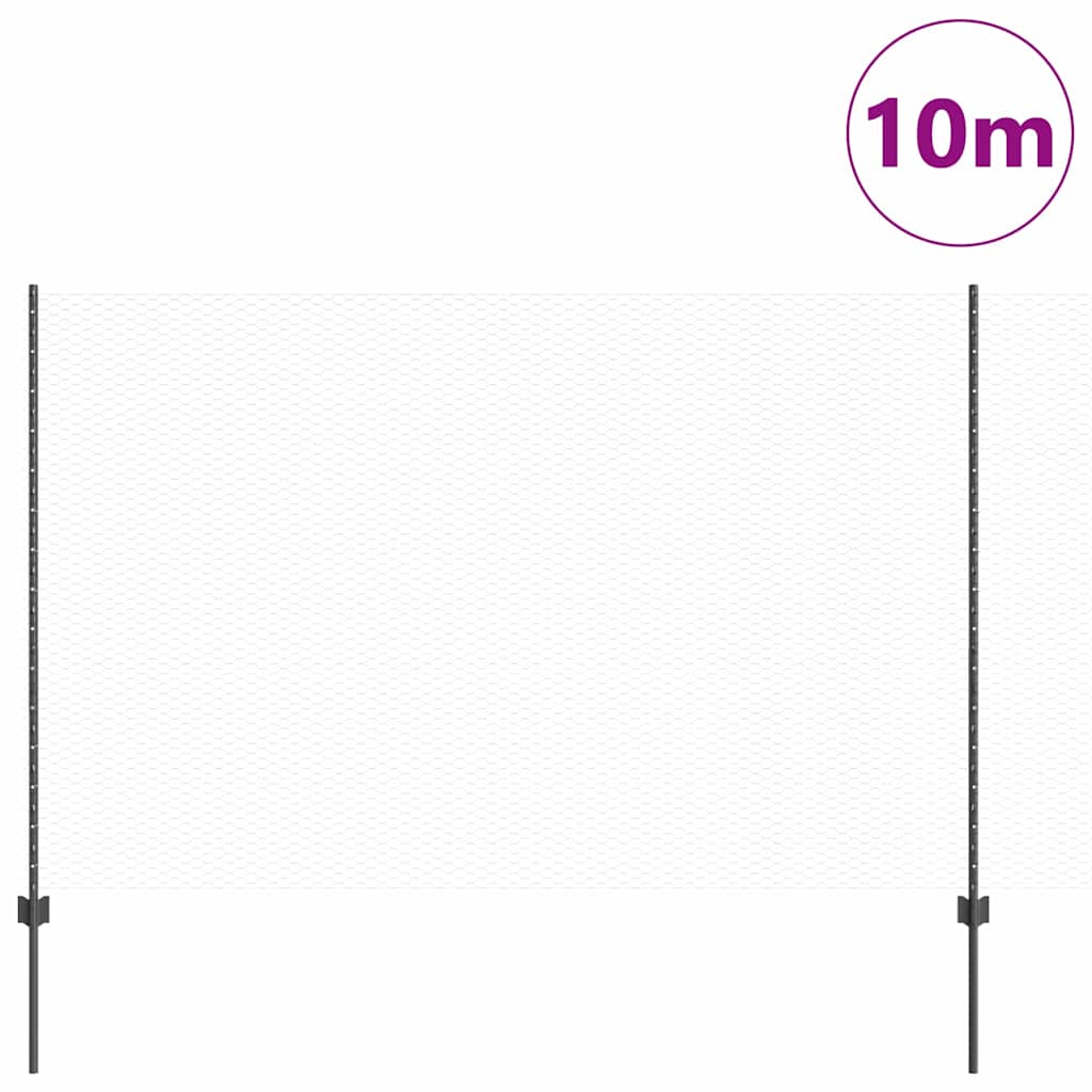 Welded Wire Fence 10 x 1.6 m (W x H) PVC-Coated Steel Grey Mesh