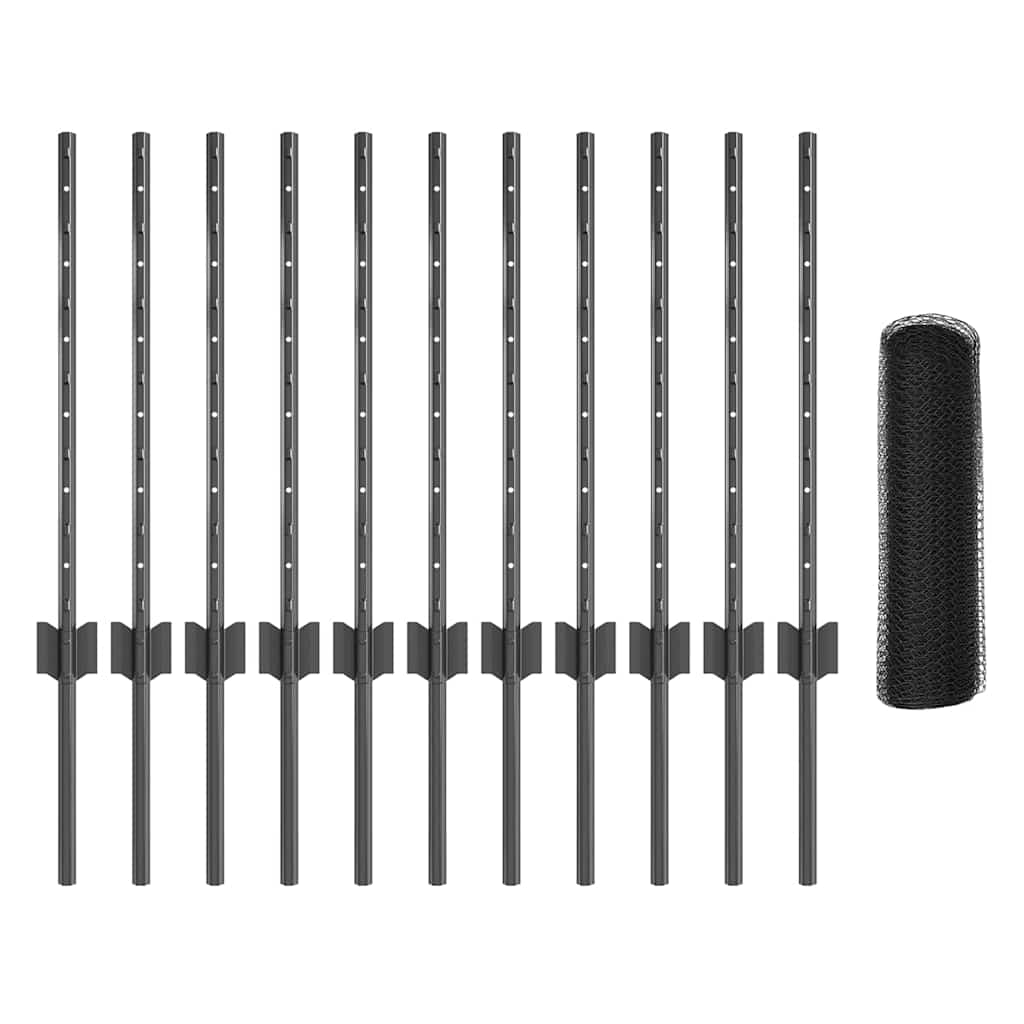 Welded Wire Fence 25 x 0.6 m (W x H) PVC-Coated Steel Grey Mesh