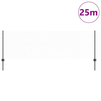Welded Wire Fence 25 x 0.8 m (W x H) PVC-Coated Steel Grey Mesh
