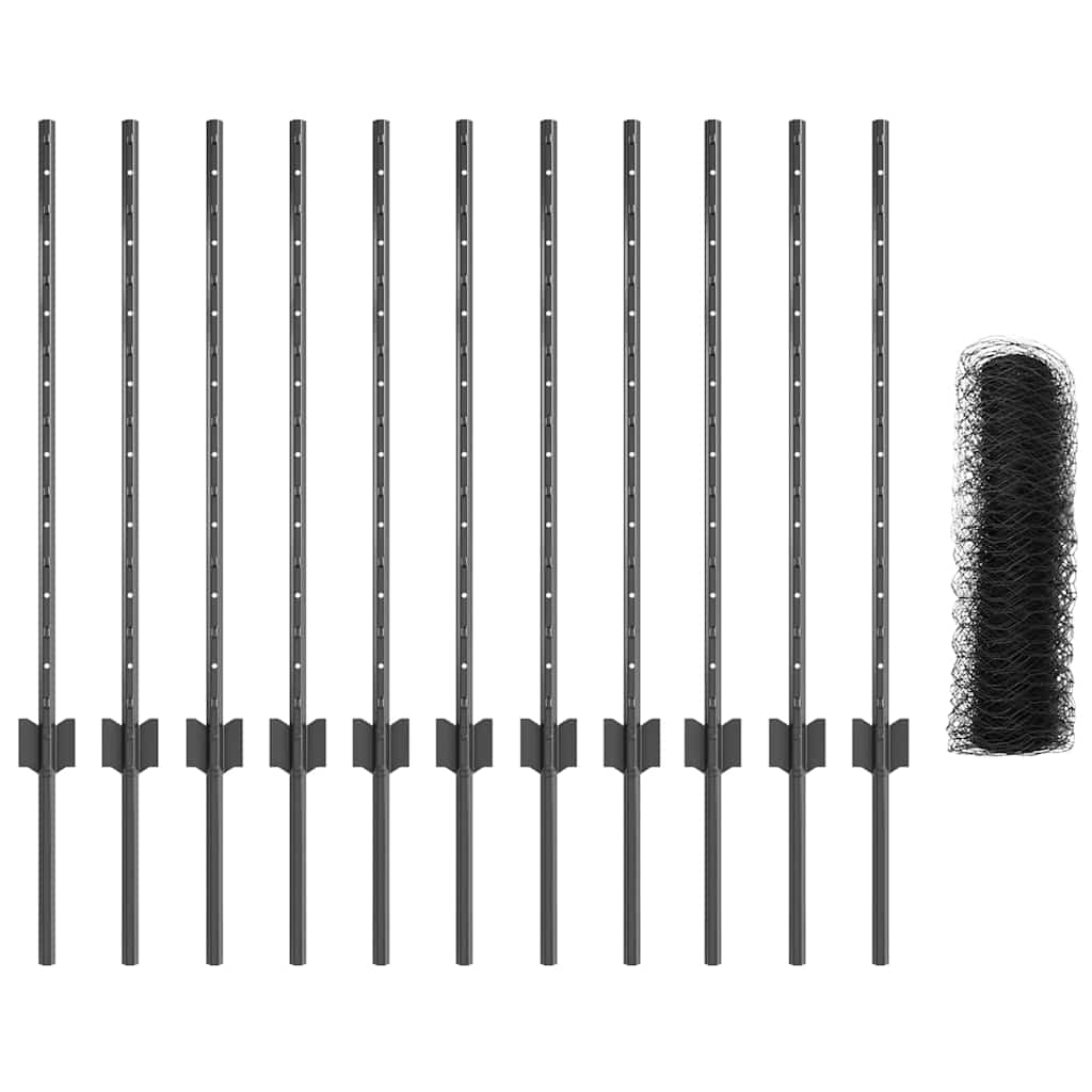 Welded Wire Fence 25 x 0.8 m (W x H) PVC-Coated Steel Grey Mesh